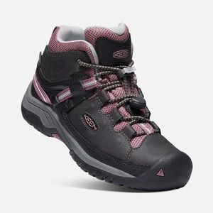KEEN BIG KID’S TARGHEE MID WATERPROOF BOOT RAVEN/TULIPWOOD women size  US 7.5
